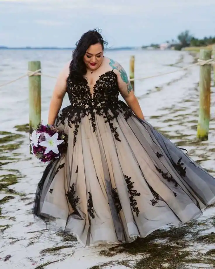 Plus Size Black Ball Gown